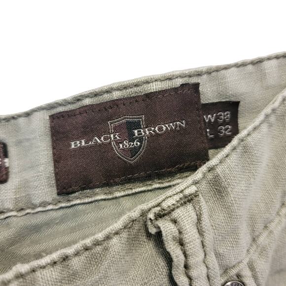 Black and Brown Linen Pants 38x32 Grey Zipper Pockets #125 - Picture 3 of 10
